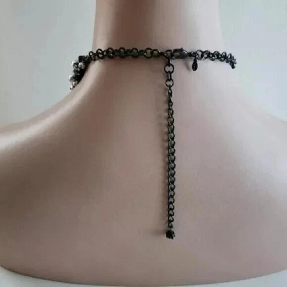 Pearl & Rhinestone Cluster Necklace - Picture 6 of 6